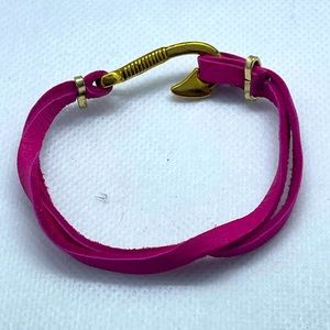 Pink leather and brass bracelet